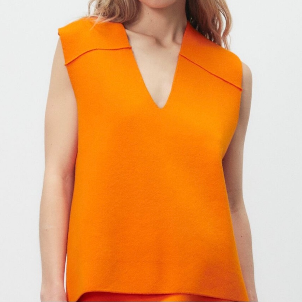 Zara Sale Oversized Knit Vest- Color Orange- Size S